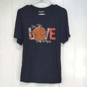 ♥️5/$25 Gildan Black T-Shirt with Orange and White Graphic Tigers